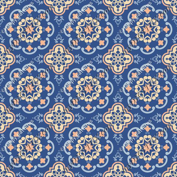 Ceramic Tiles Classic Blue, Peach