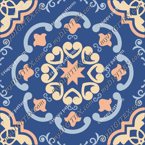 Ceramic Tiles Classic Blue, Peach