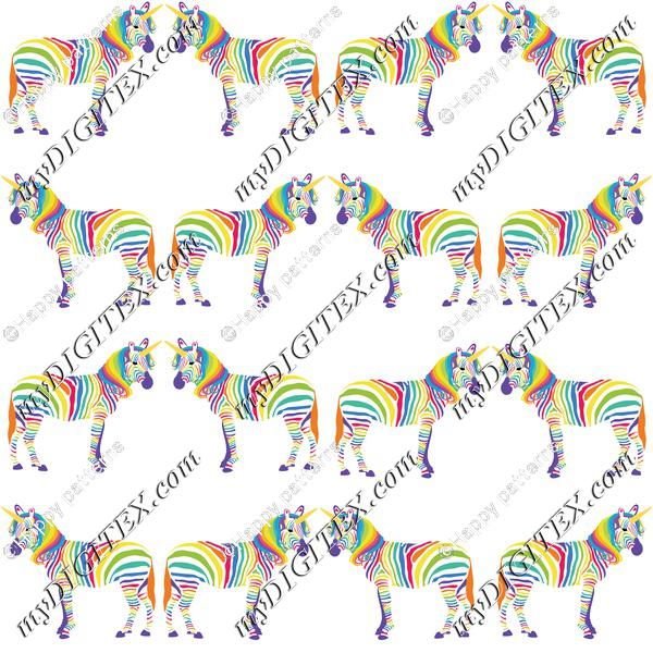 Rainbow unicorn zebras on white