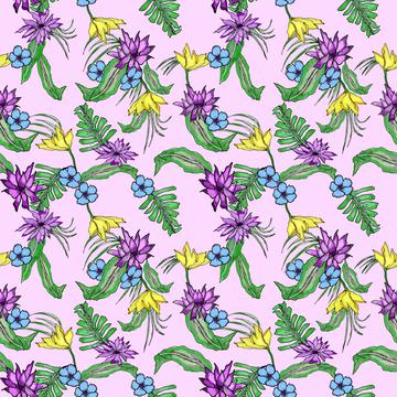 Tropical Flowers  (small print)