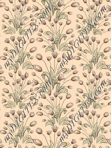 Tulips creme flowerpattern