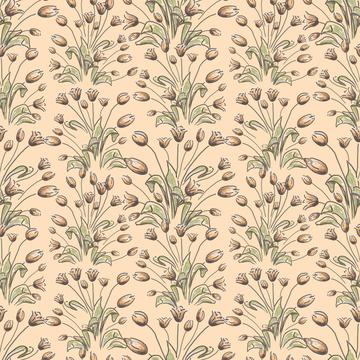 Tulips creme flowerpattern