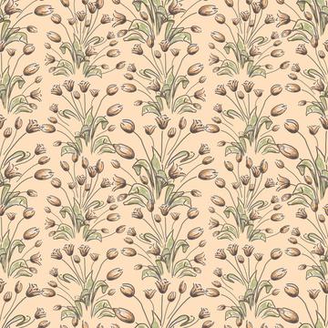 Tulips creme flowerpattern