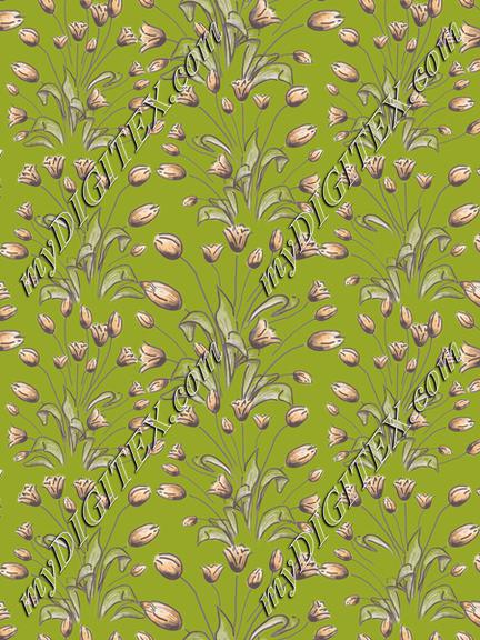 Tulips flowerpattern on green