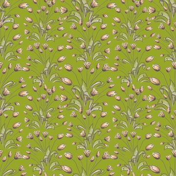 Tulips flowerpattern on green
