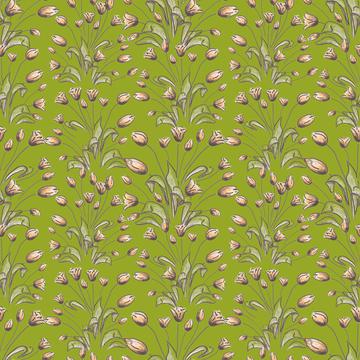 Tulips flowerpattern on green