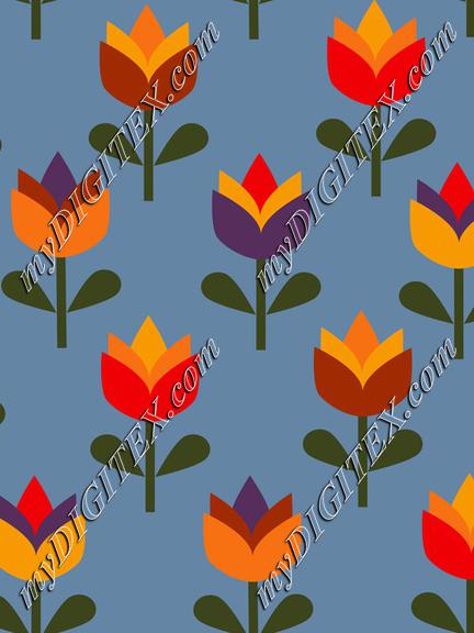 Summer flowers, Tulips on Blue