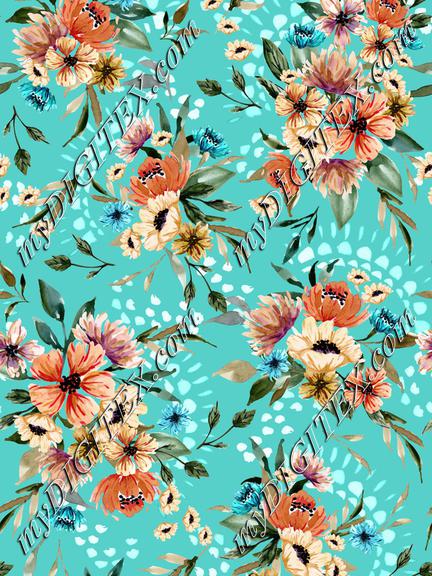 Daphnie Floral Garden - Teal