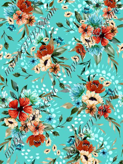 Daphnie Floral Garden V03 - Teal