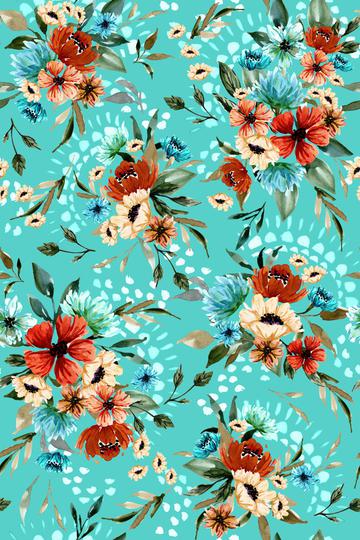 Daphnie Floral Garden V03 - Teal