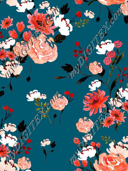 Darling Coral Garden-Dark Teal