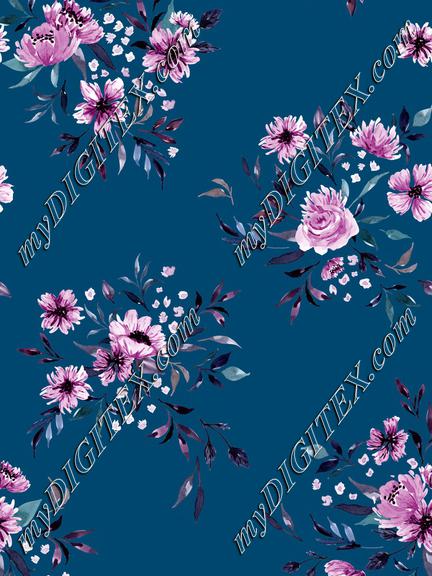 Emila Watercolor Floral V4 - Bright Blue