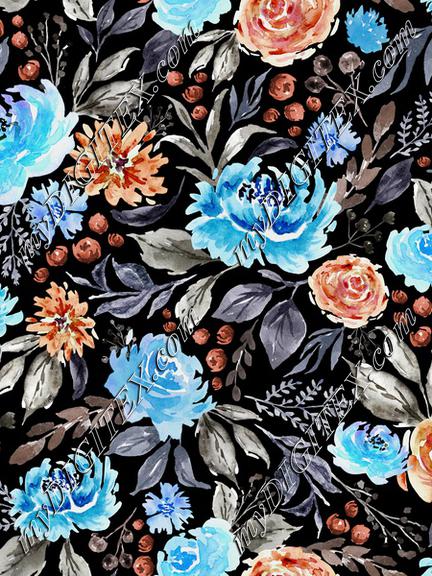 Floral Watercolor Garden V02 DarkGray Rev