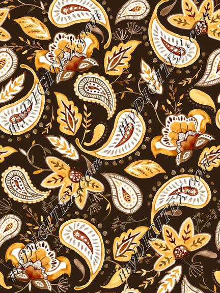 Lovely Paisley Florals Mustard-Brown