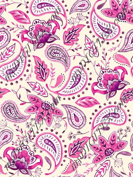 Lovely Paisley Florals Pink-Beige