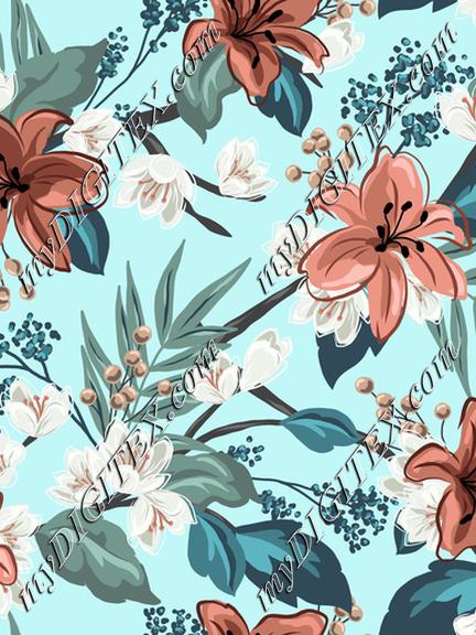 Carnation Chintz - Teal-01