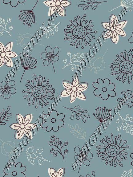 Cute Flowers - Purple Teal-01