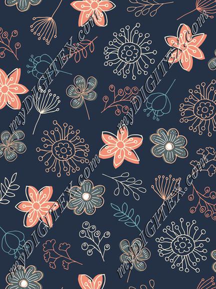 Cute Pastel Flowers - Blue-01