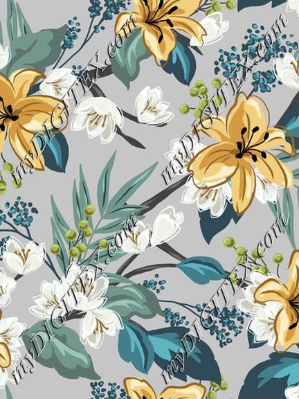 Daffodil Chintz - Gray-01