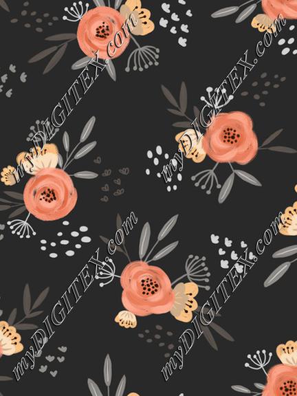 Floral Peach Garden-DarkGray