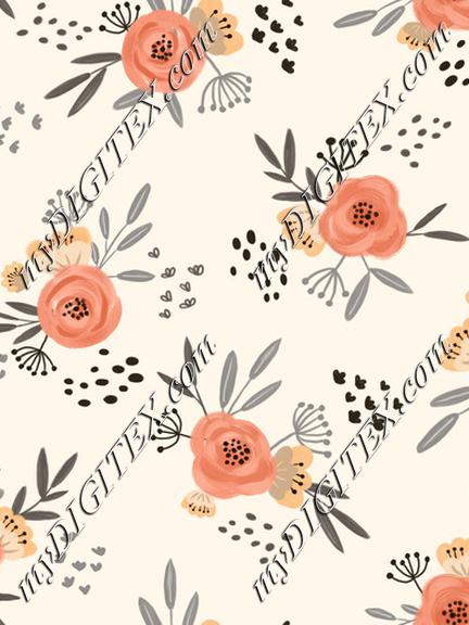 Floral Peach Garden-Light Beige