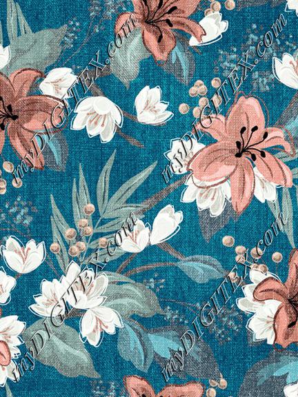 Textured Carnation Chintz - Blue