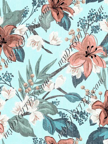 Textured Carnation Chintz - Teal