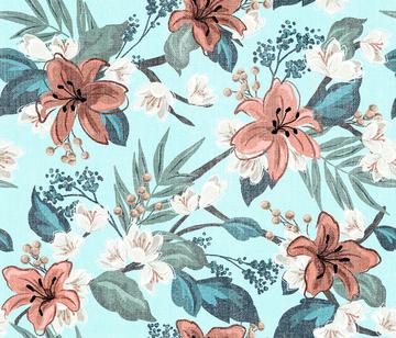 Textured Carnation Chintz - Teal