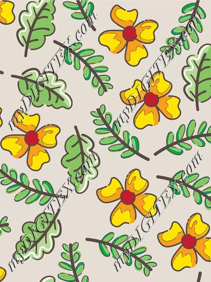 Flowers and leaves pattern