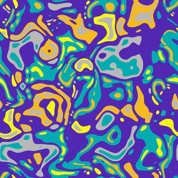 Blue yellow shapes on a purple background