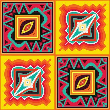 Colorful shapes in squares