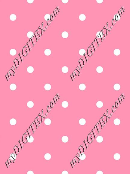 Polka dot white on pink background textile. Dotted fabric