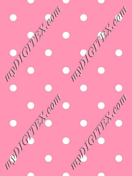 Polka dot white on pink background textile. Dotted fabric