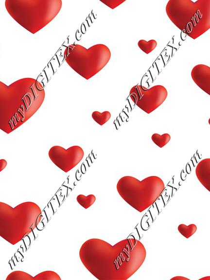 3d hearts on white background