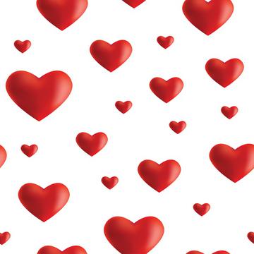 3d hearts on white background