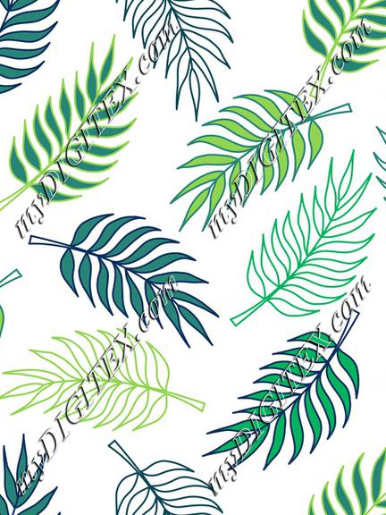 Tropical palm tree leaves on white background