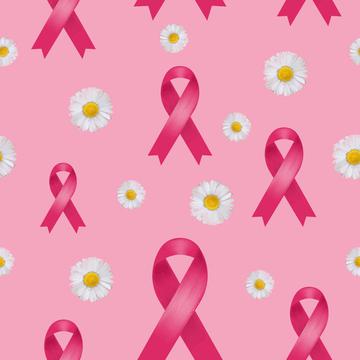 breast cancer pink ribbon and daisies