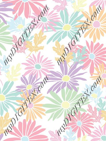 Abstract flowers hand drawn chamomile blossom sketch drawing seamless pattern