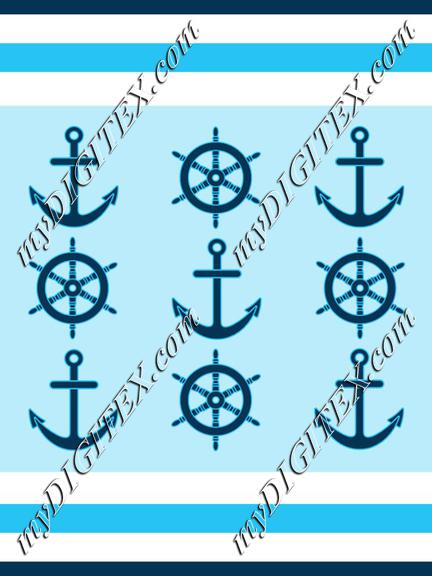 Nautical stripes wheel and anchor2