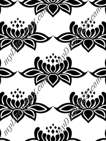 Lace black and white damask flower baroque victorian style