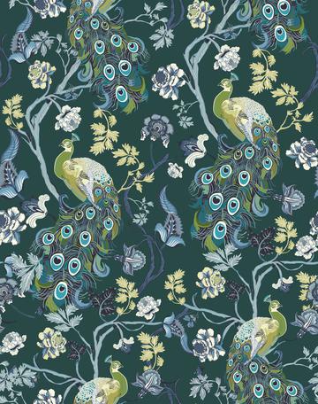 Chinoiserie-Teal-Peacocks