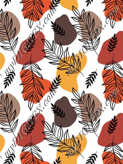Tropical leaves with nude color abstarct shapes. Leaf textile. Atumn and fall fabric
