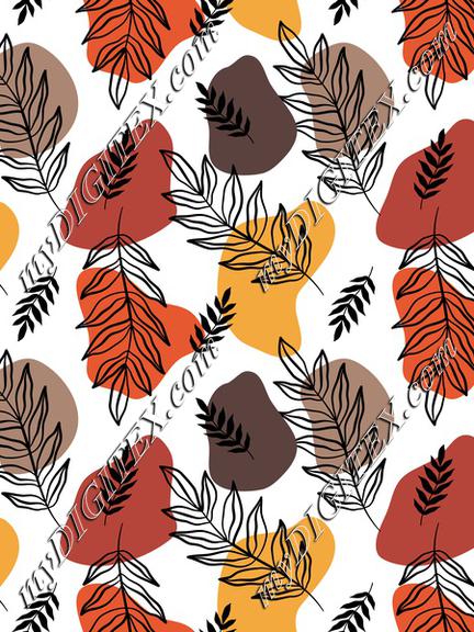 Tropical leaves with nude color abstarct shapes. Leaf textile. Atumn and fall fabric