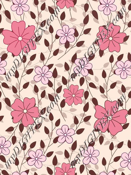 Leaves and flowers on peach background