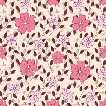 Leaves and flowers on peach background