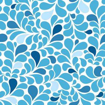 Splash blue ombre flourishes with rain drops ornamental pattern style. Water floral background