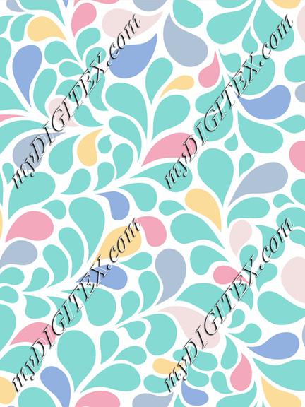 Splash pastel color flourishes with drops ornamental pattern style. Colorful floral background