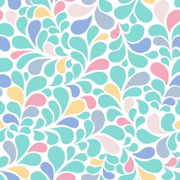 Splash pastel color flourishes with drops ornamental pattern style. Colorful floral background