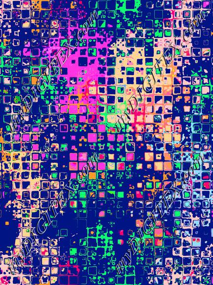 Colorful squares on a blue background