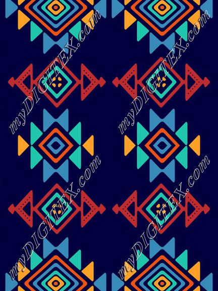 Tribal shapes on a blue background